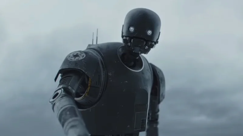 K-2SO from Rogue One: A Star Wars Story, the source of the 'Congratulations, you are being rescued' line.