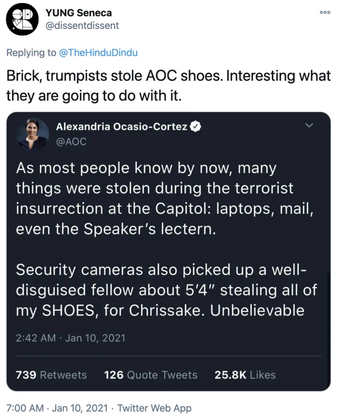 Congresswoman Alexandria Ocasio Cortezs Stolen Shoes Tweet
