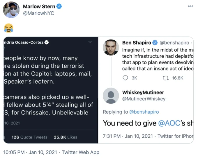 Twitter thread of shoe joke responses.