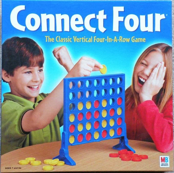 The unedited Connect Four box art from Milton Bradley — the source image that spawned the meme's endless variations.