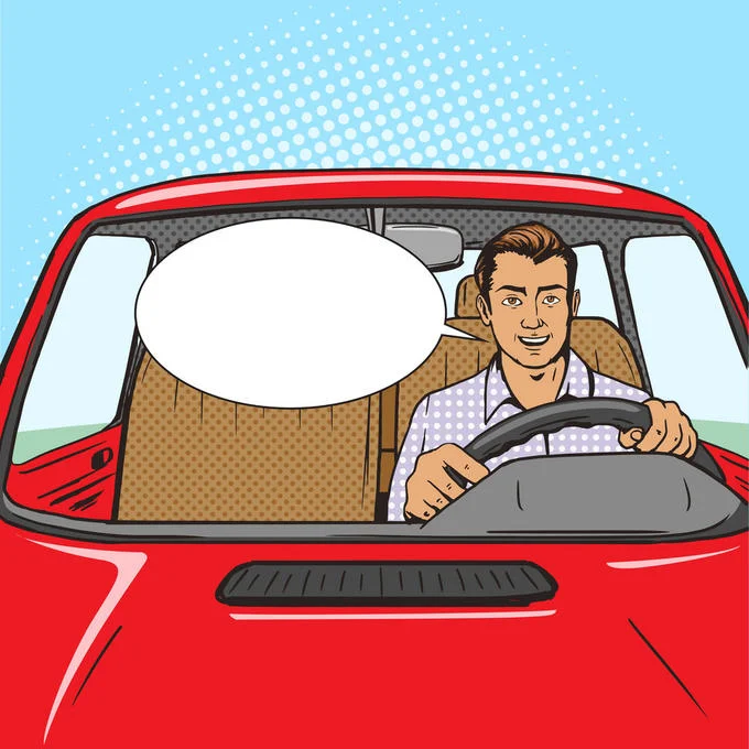 A single-speaker template variant featuring only the driver and an empty speech bubble.