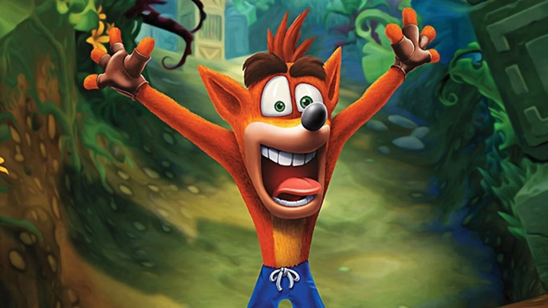 The iconic mascot Crash Bandicoot in a modern promotional render for the N. Sane Trilogy.