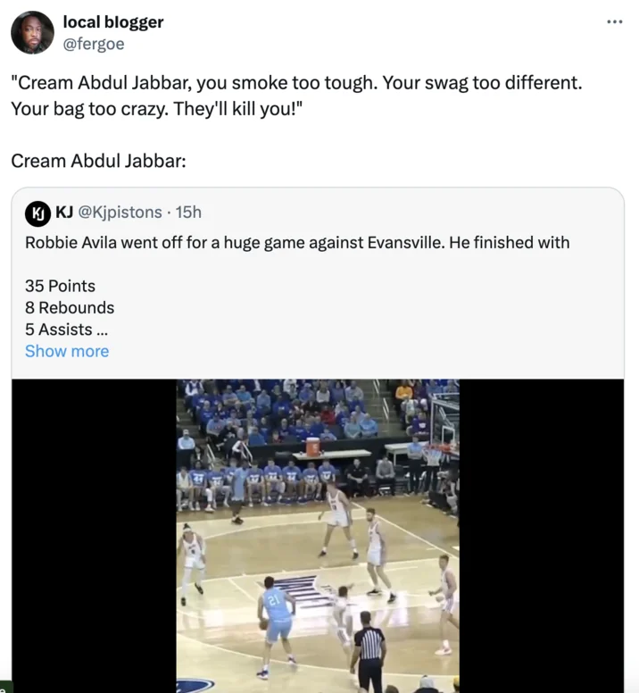 Cream Abdul Jabbar reimagined as swagger-filled rap lyrics.