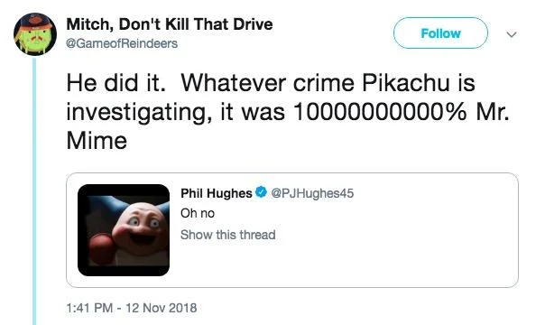 Minimal reaction expressing horror at Mr. Mime's design.