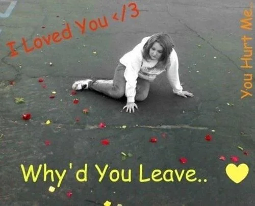 A cringeworthy heartbreak photo featuring emo-style dramatic text overlays and scattered rose petals.