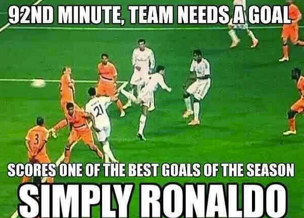 The 'Good Guy Ronaldo' image macro celebrating his reported charitable act.
