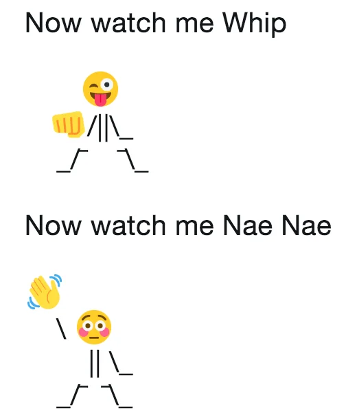 Happy versus sad dance move comparison with emoji figures.