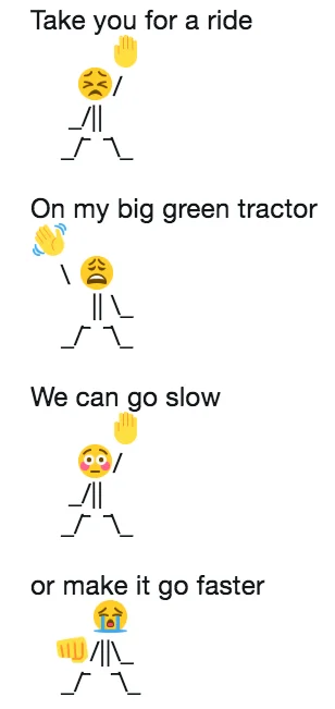 Crying Nae Nae with country tractor-themed song lyrics.
