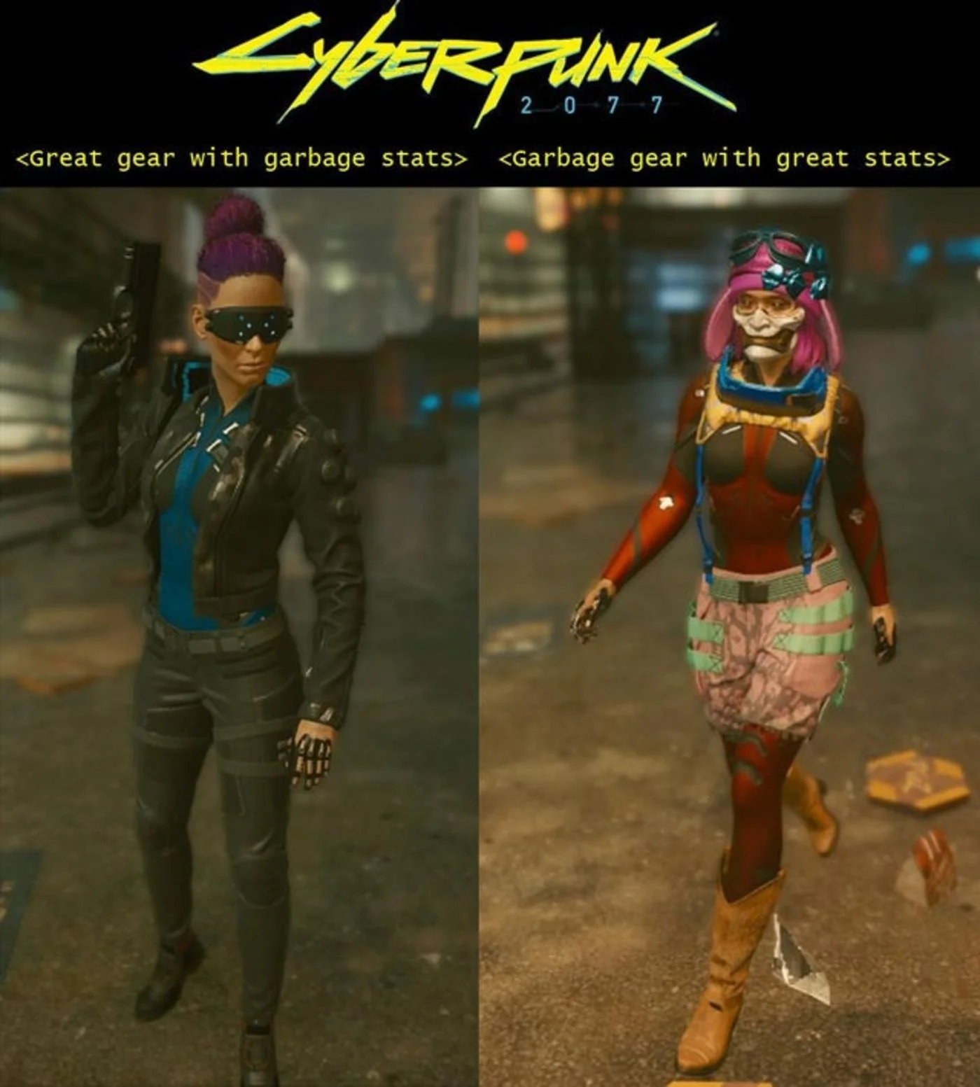 Cyberpunk gear loadout character customization.