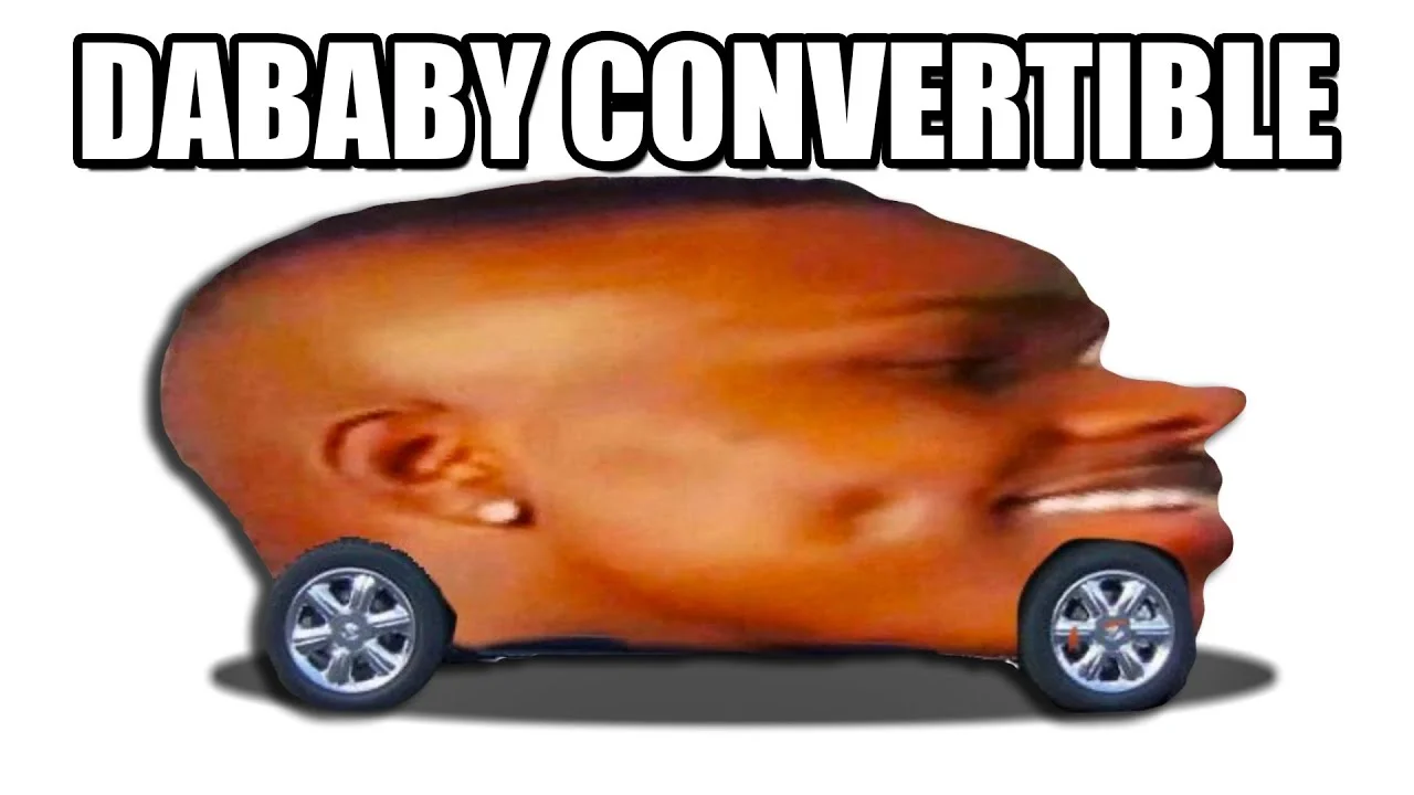DaBaby as a convertible car meme template.