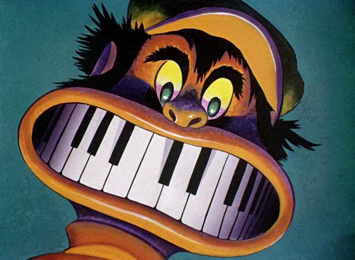 Daffy Duck as the 88 Teeth villain with distinctive piano teeth.