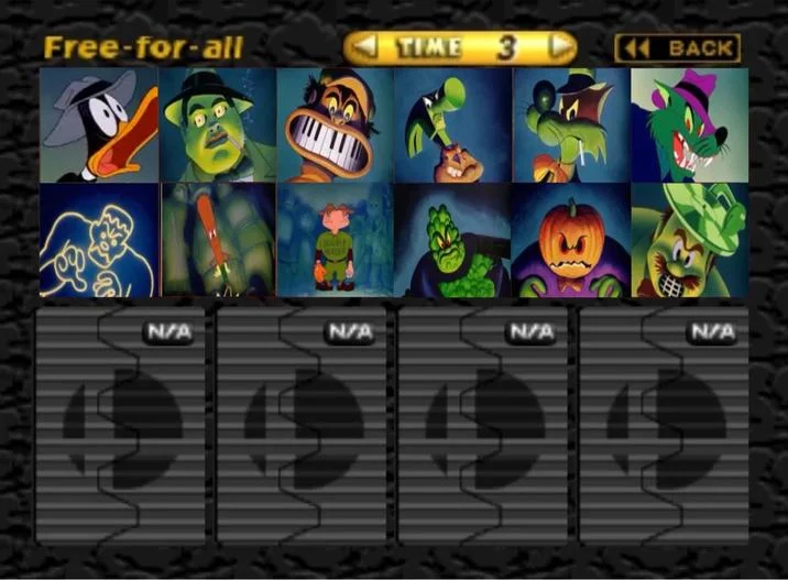 Fighting game interface parody featuring the villain characters.