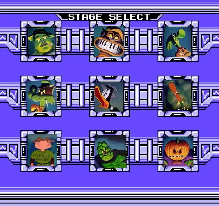 Mega Man video game parody with villain character select.