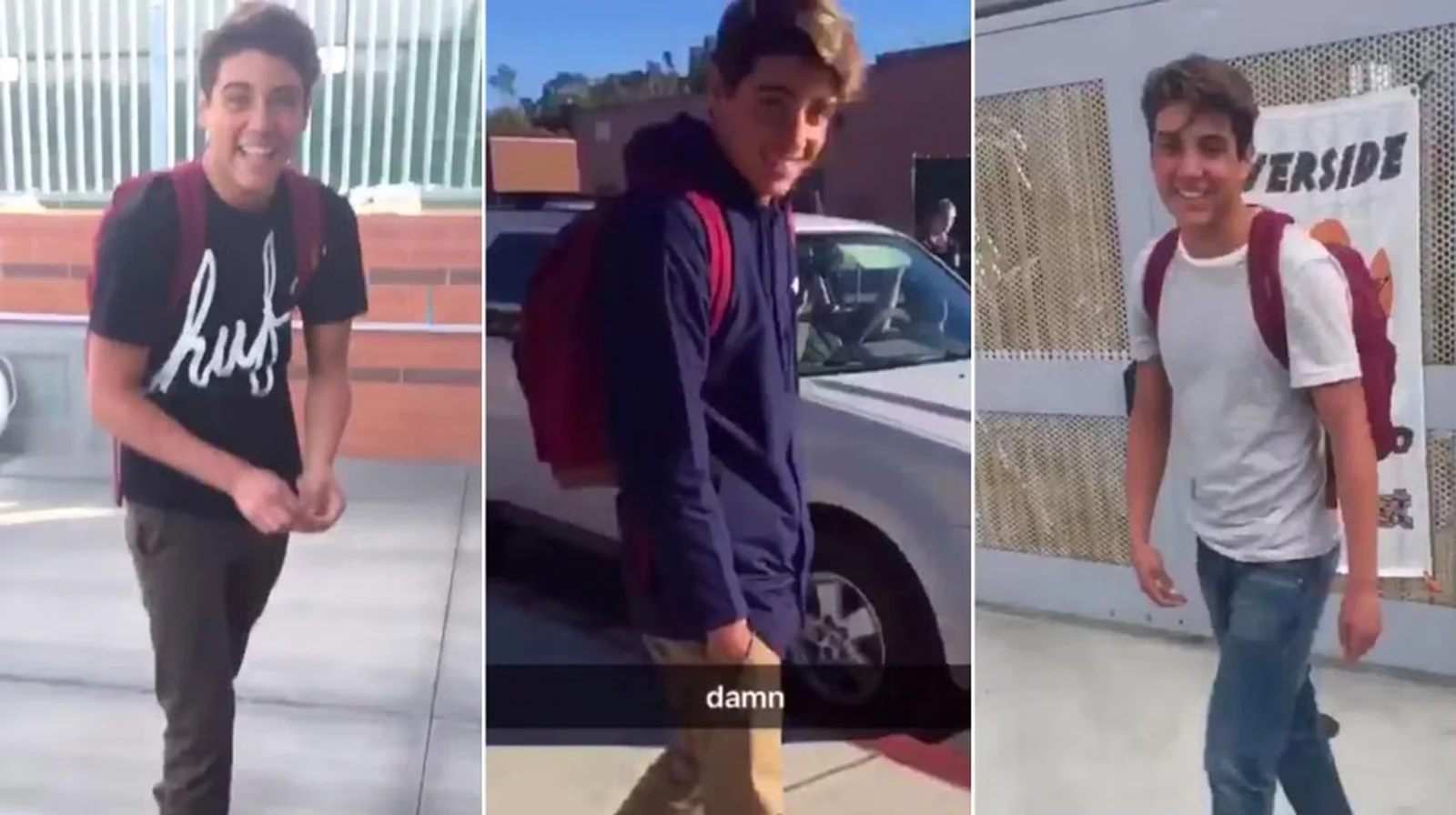 Three-panel source material collage from original Damn Daniel video.