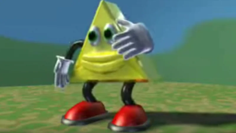 The dancing triangle character, a 3D-rendered anthropomorphic yellow triangle whose looping dance animation became a viral internet meme.