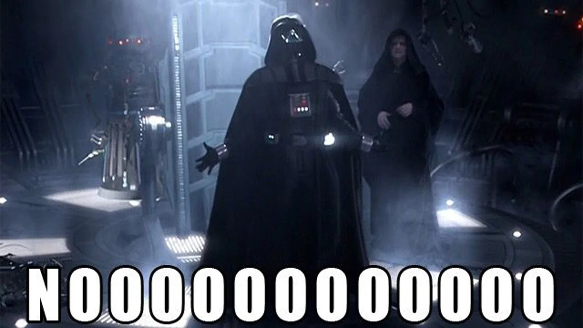 The infamous 'NOOOOOOOOOOO' scene from Revenge of the Sith that launched the meme.
