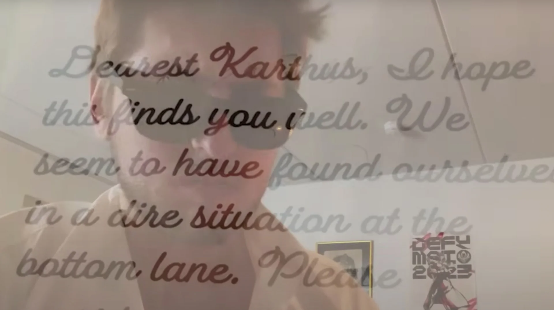 A video thumbnail featuring the opening lines of the 'Dearest Karthus' copypasta displayed in ornate cursive script.