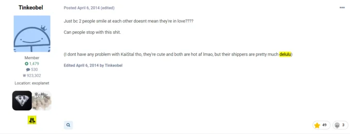 Tinkeobel Member + 1,479 530 # 923,302 Location: exoplanet Vite Posted April 6, 2014 (edited) Just bc 2 people smile at each other doesnt mean they're in love???? Can people stop with this s---. (I do