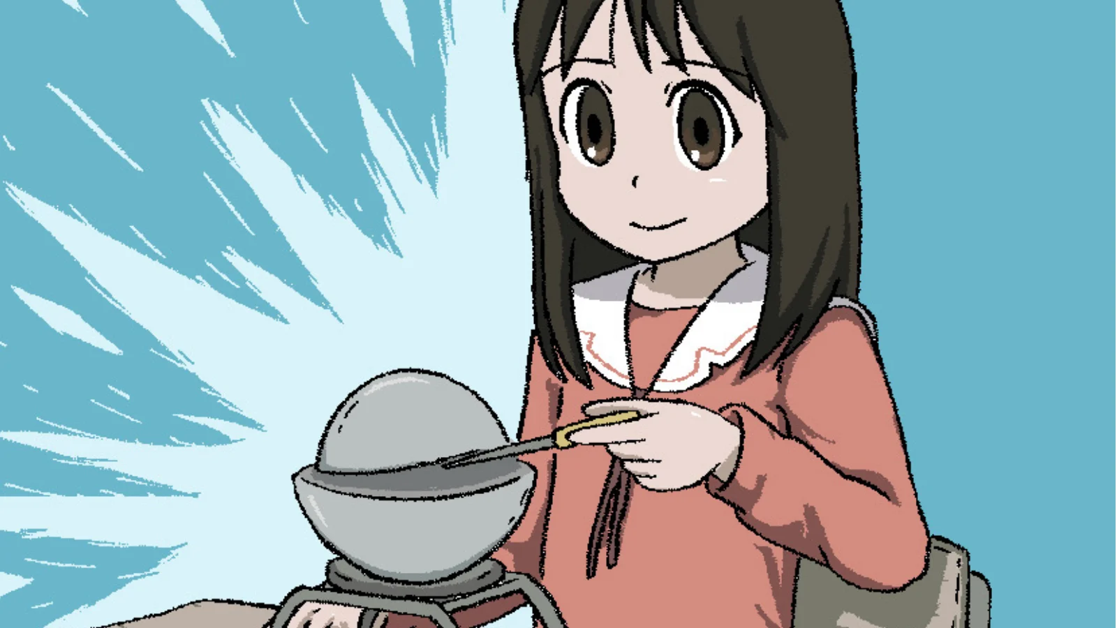 The widely circulated 'demon core-chan' illustration, which inspired the demon core meme format of a cute girl casually handling the lethal plutonium sphere.