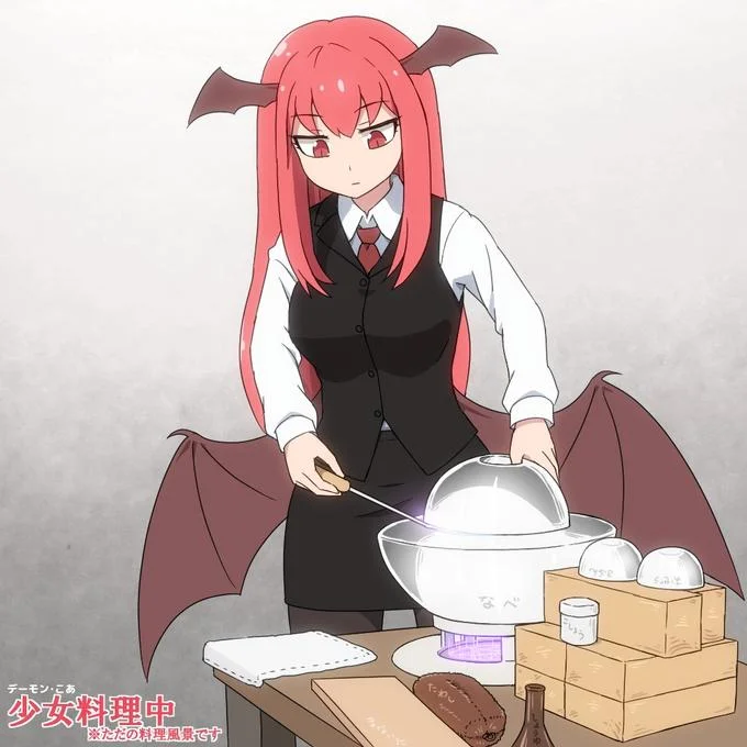 Fan art variant depicting a demon girl casually performing the Slotin-style experiment, part of the 'demon core-chan' meme series.