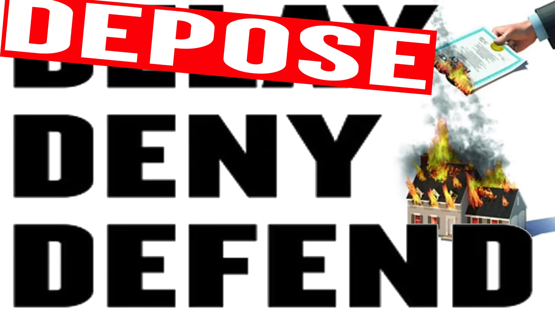 The 'Deny, Defend, Depose' meme graphic references the phrase written on bullet casings found at the scene of the UnitedHealthcare CEO shooting, echoing the title of a book on insurance claim denials.