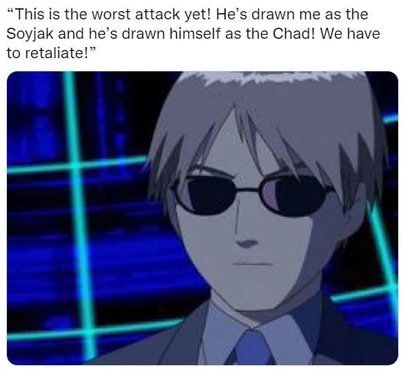 A Fate/Zero variant using Kirei Kotomine to voice outrage at being depicted as the Soyjak.