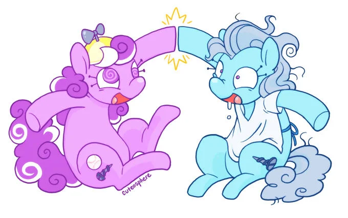 Derpy Hooves in humorous tea party meme scene.
