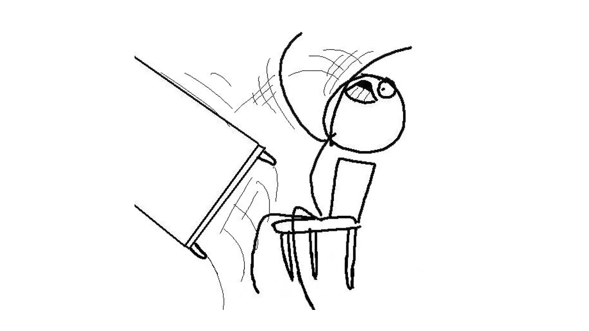The original Desk Flip rage face illustration that became the template for the meme.