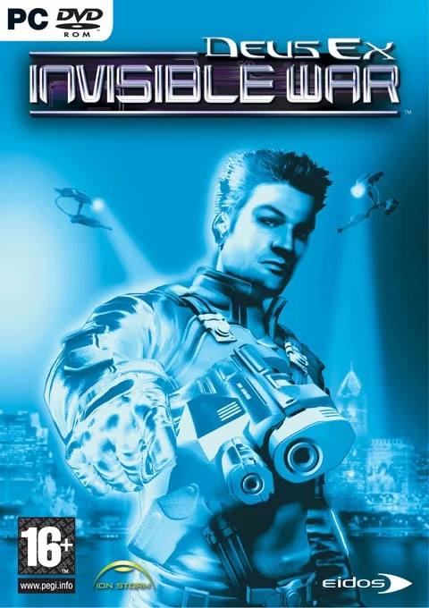The cover for Deus Ex: Invisible War (2003), the divisive sequel developed by Ion Storm and published by Eidos.