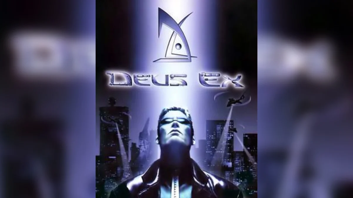 The cover art for the original Deus Ex (2000), the cyberpunk action-RPG that spawned the franchise and its most quoted lines.