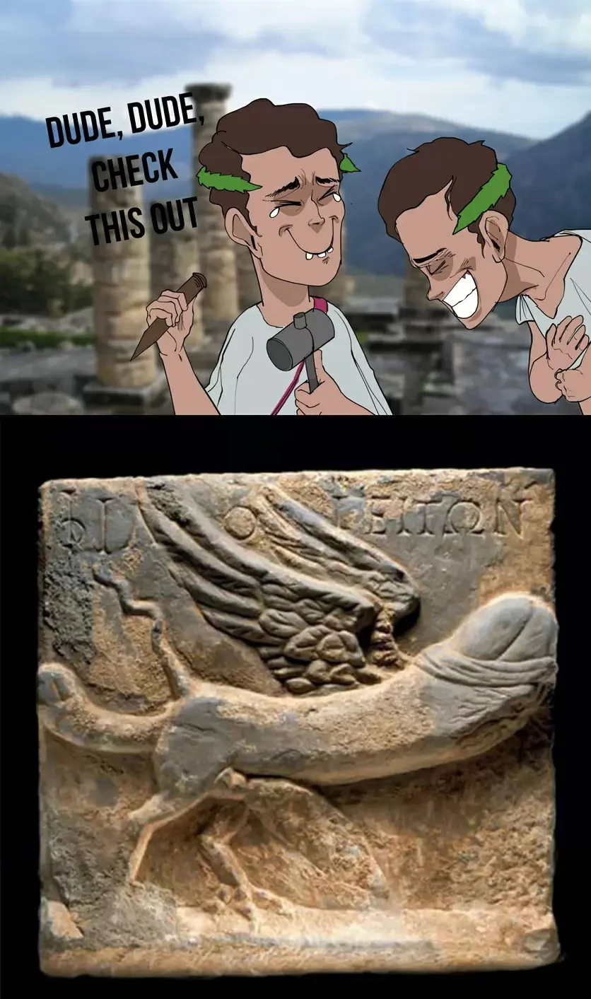 Dick Butt reference as classical sculpture visual pun.