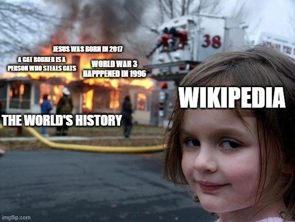 Disaster Girl meme satirizing misinformation.
