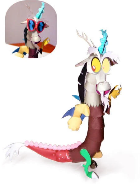 Fan-made papercraft sculpture of Discord created by a My Little Pony hobbyist.