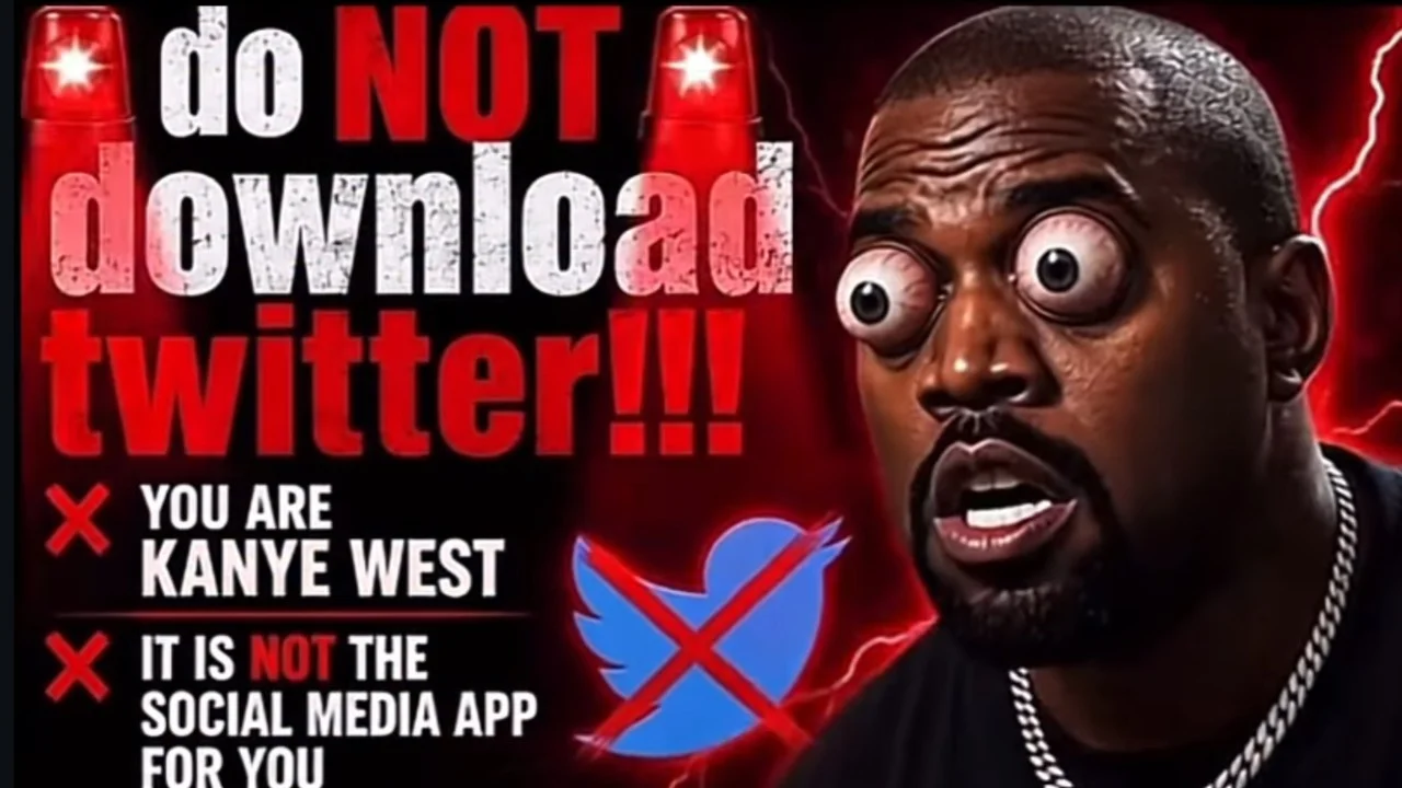 The original 'Do Not Download Twitter' meme targeting Kanye West, featuring the format's signature bulging eyes edit and alarm aesthetic.