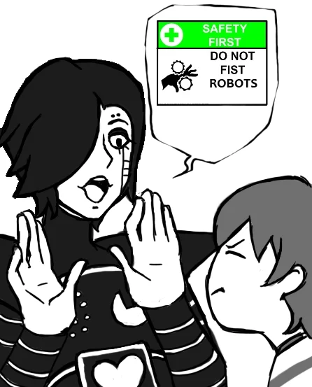 A variant illustration adapting the meme's warning to a broader 'Do Not Fist Robots' message.