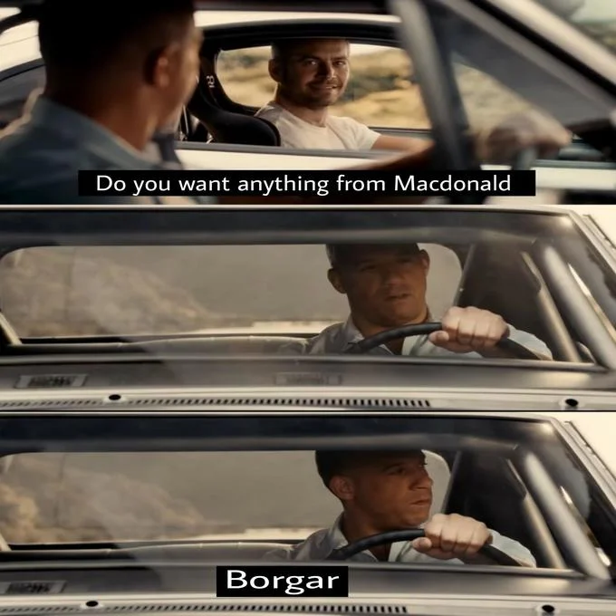 A Fast & Furious edit that recasts Paul Walker and Vin Diesel in the classic macdondald-borgar exchange.