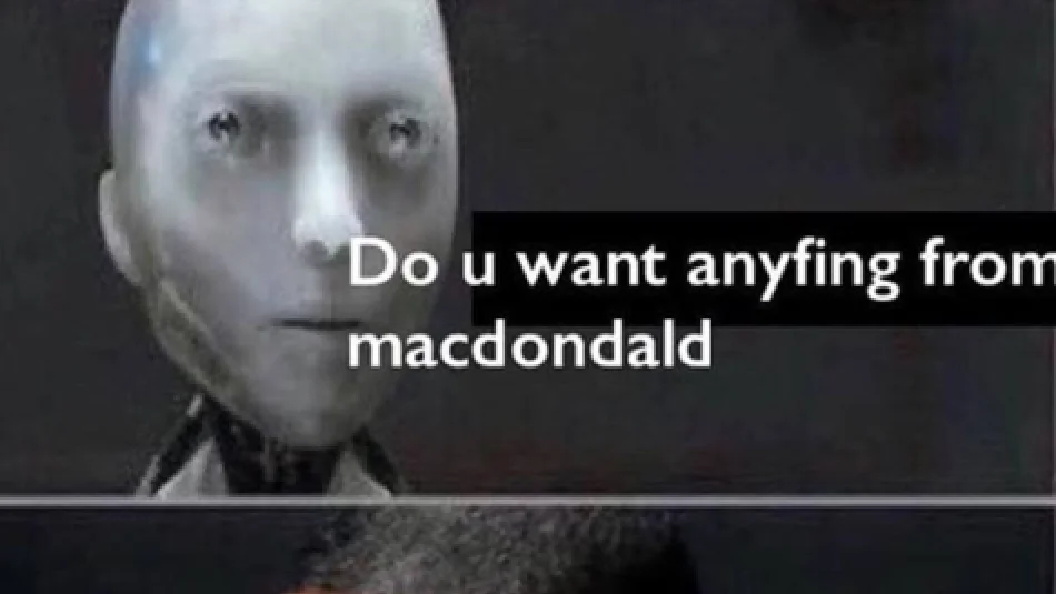 The original meme template featuring the robot Sonny from 'I, Robot' asking the misspelled question that became a viral catchphrase.