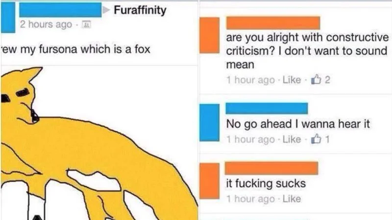 The canonical yellow fox meme example.