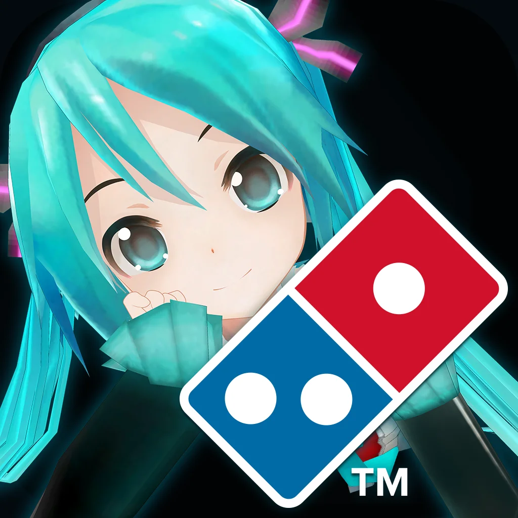 The official app icon for Domino's Japan's 2014 collaboration app 'Domino's App feat. Hatsune Miku'.
