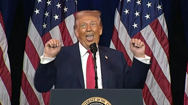 The viral Trump weightlifter impression.