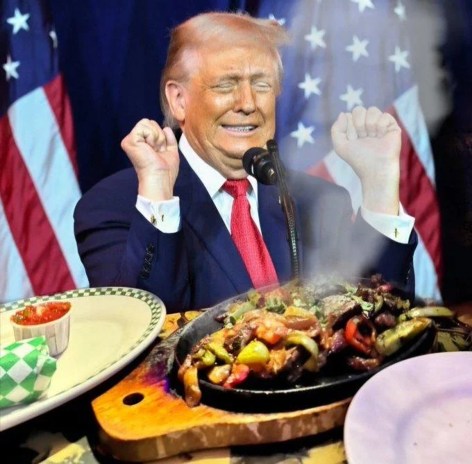 Trump weightlifter with food imagery remix.