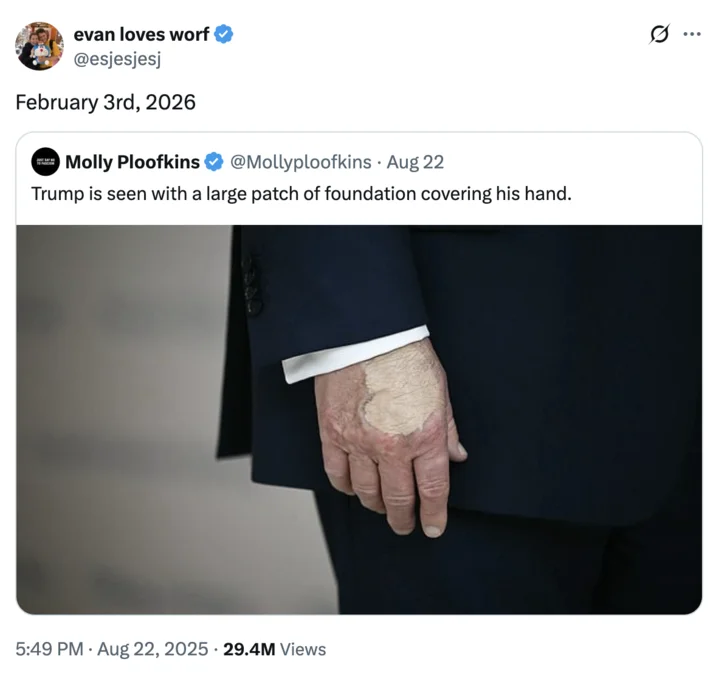 2026 repost of original hand makeup meme.