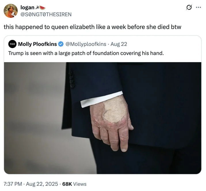 Dark humor comparing to Queen Elizabeth.