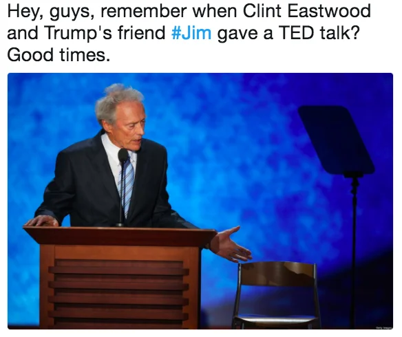 Clint Eastwood empty chair Jim reference.