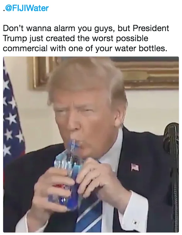 Fiji Water brand response tweet.