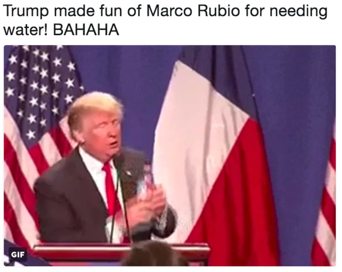 Screenshot highlighting Trump's mocking irony.
