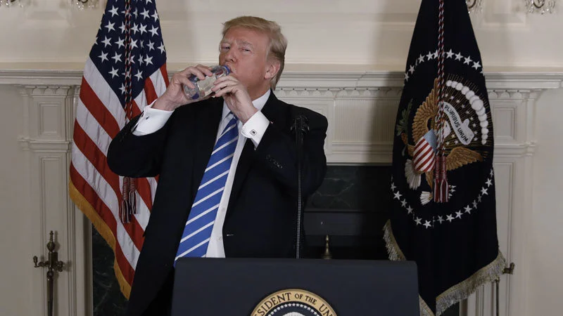 Trump's 2017 water break moment photograph.