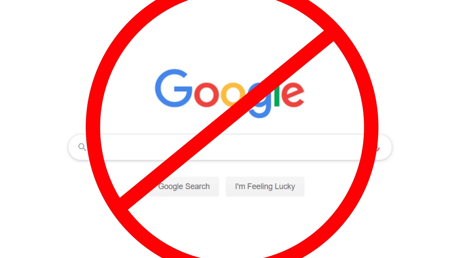 The cover image for the 'Don't Google' meme, showing the Google homepage crossed out with a red 'no' symbol.