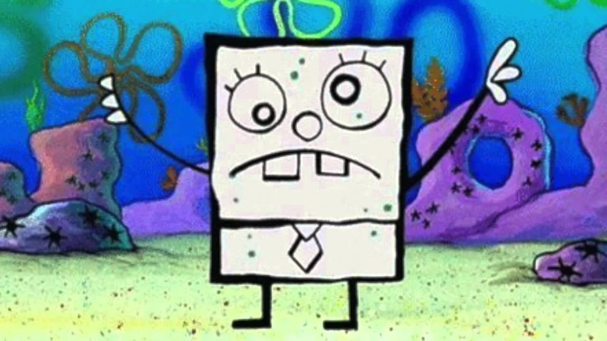DoodleBob as he appears in the SpongeBob SquarePants episode 'Frankendoodle,' the origin of the meme.