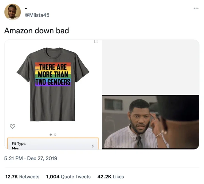 Amazon product down bad meme.